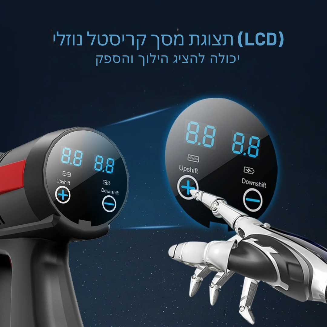 ™Jetira | שואב רכב לחץ גבוה – ללא פחמים, תצוגת LCD