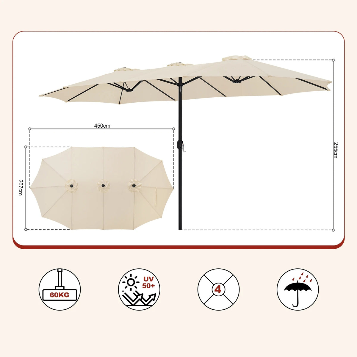 ™Ovina | שמשייה מרווחת עם הגנה מפני השמש UPF 50+